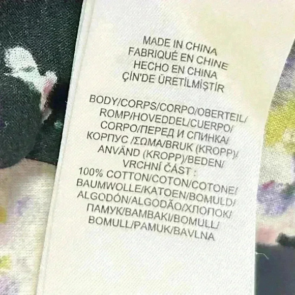 LAUREN RALPH LAUREN Black Floral 3/4 Sleeve Cotton Button Down Size Medium - Picture 13 of 14